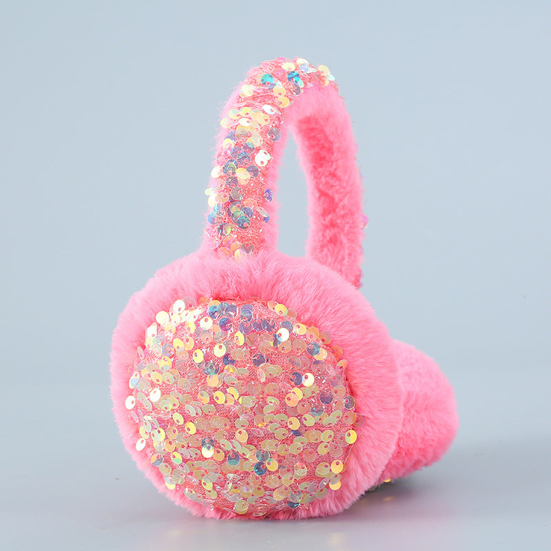 Wholesale Sequins Warm Cute Winter Earmuffs Plush Antifreeze Ear Warmer